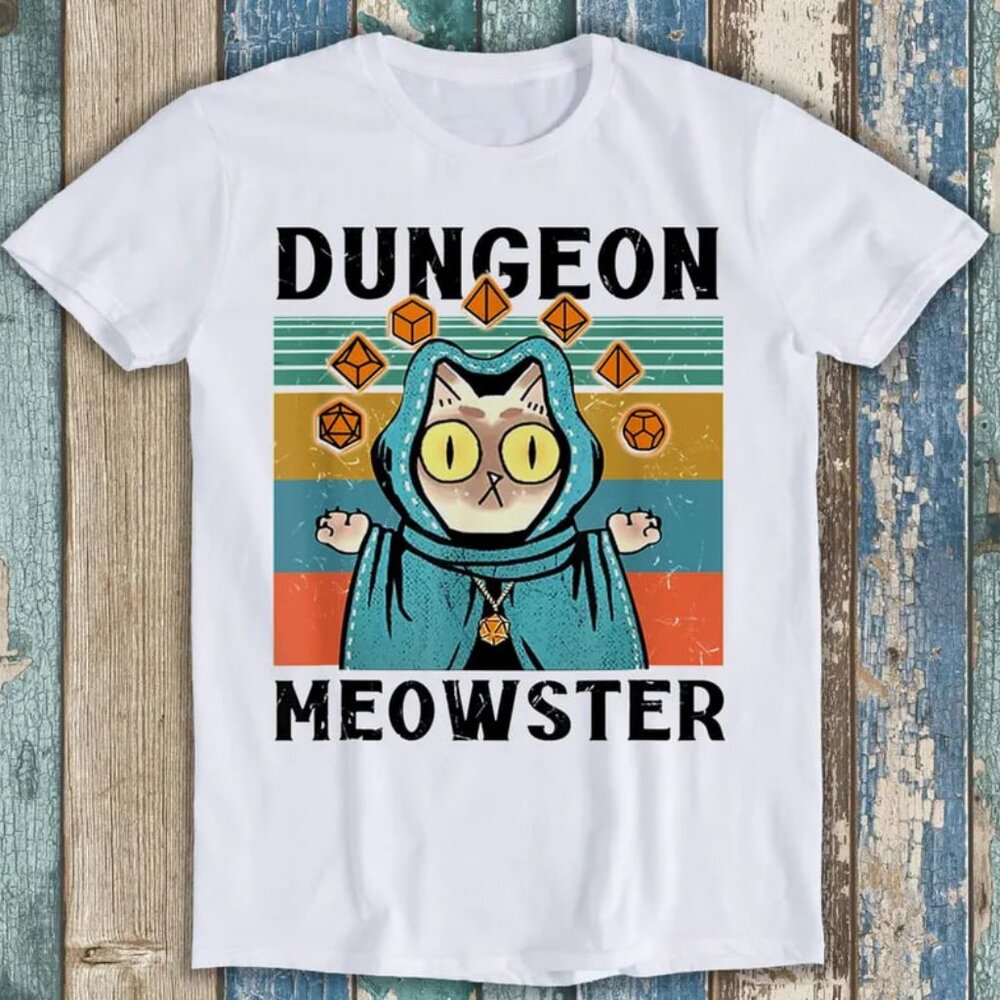 Dungeon Meowster Funny Cat, Retro Meme Cat Tshirt